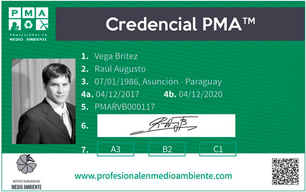Ejemplo Credencial PMA™ para Profesionales